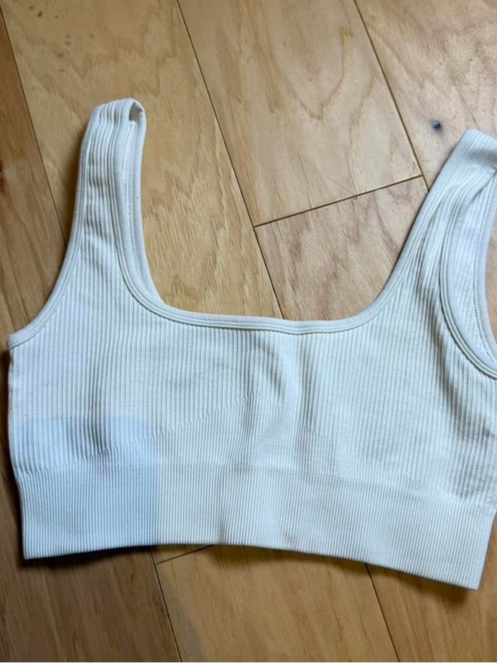 Amazon White Ribbed Sports Bra